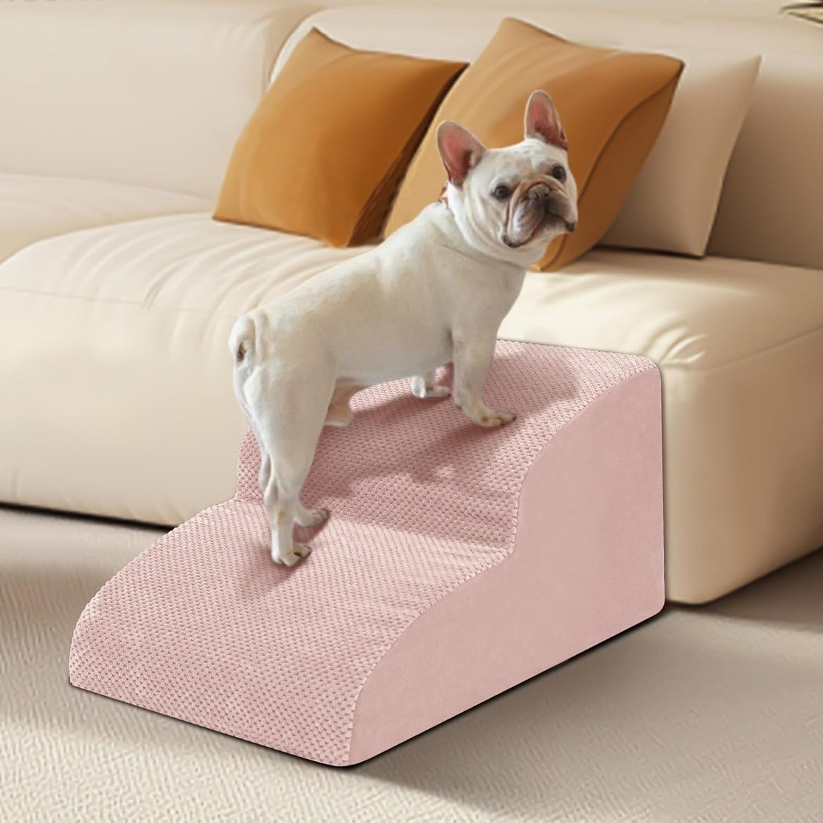 Dog Stairs for Small Dogs - High Density Foam Pet Steps, Extra Wide Dog Ramp with Non-Slip Bottom