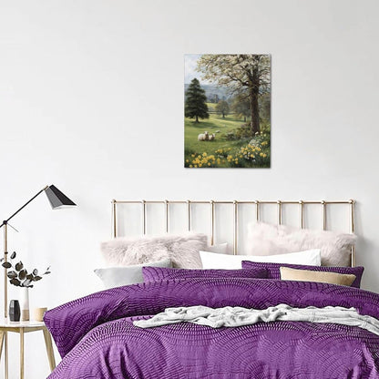 Country Sheep Canvas Wall Decor Farmhouse Rustic Lamb Wildflower Wall Art Nature Countryside