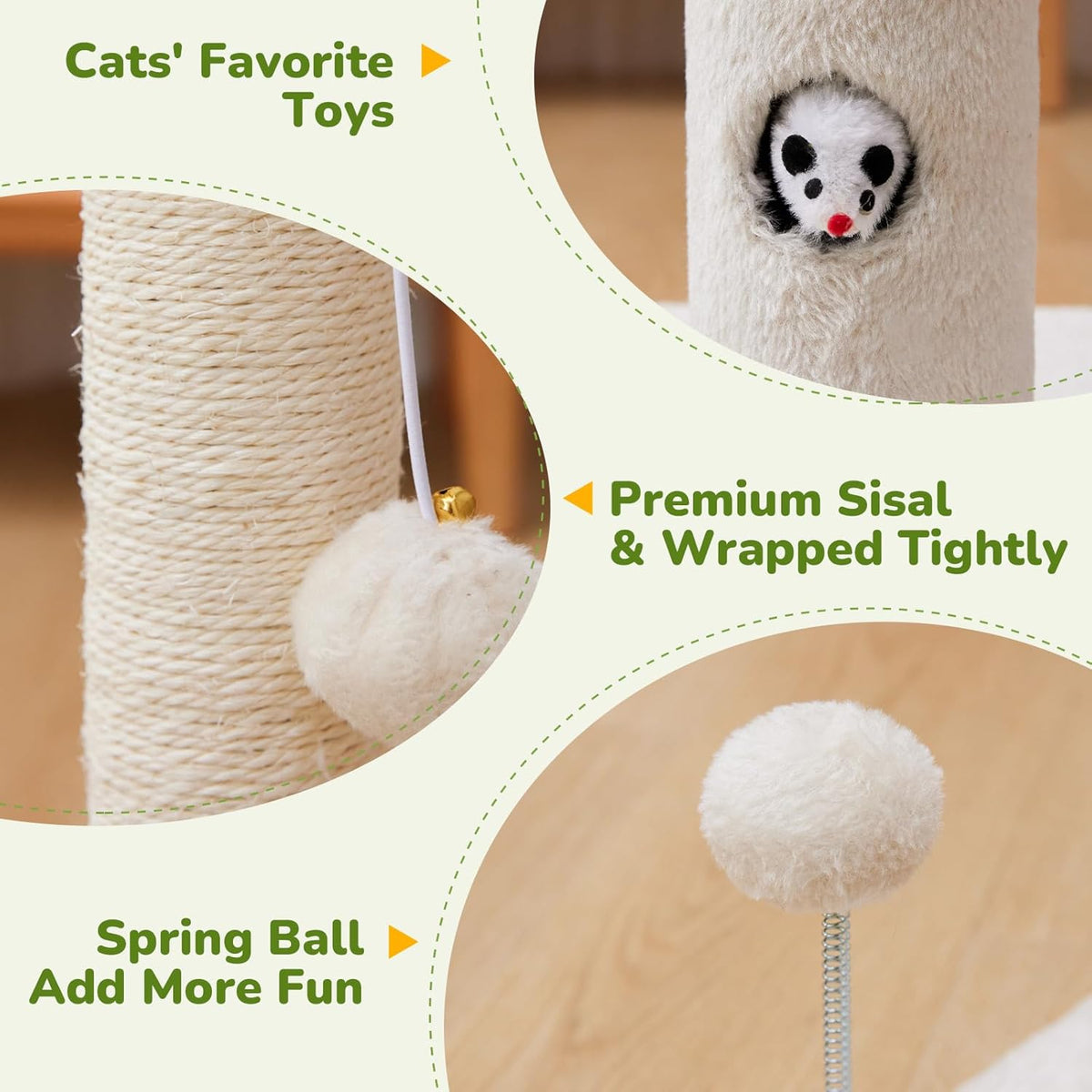 Cat Scratching Posts 33" for Adults Cats, Cat Scratcher with Soft Fabric Covering Base and Durable