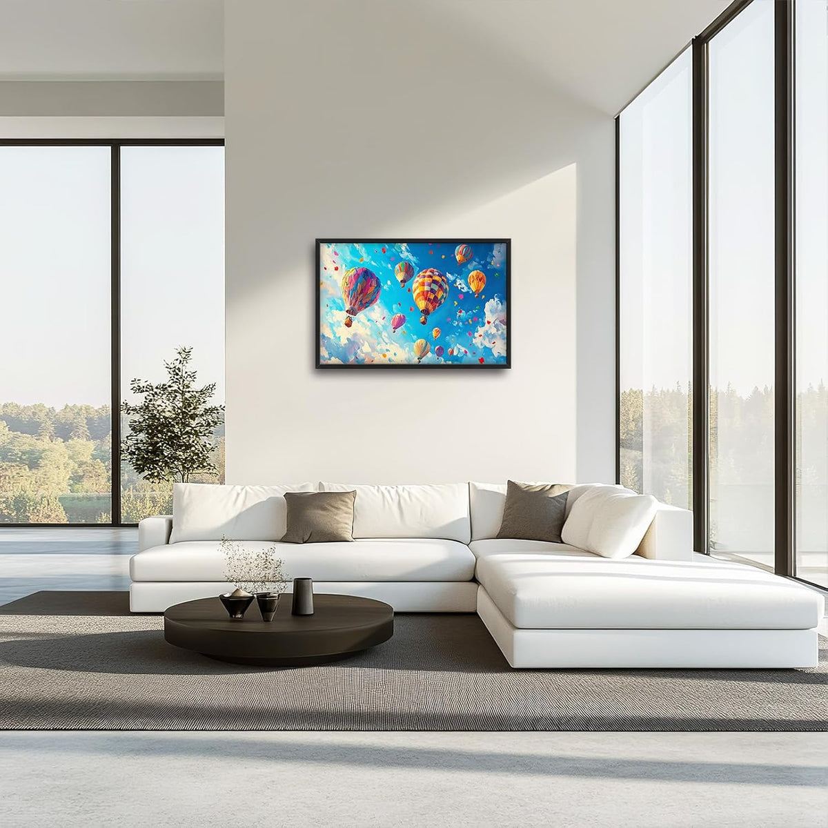 Hot Air Balloon Large Wall Art for Living Room, Framed Oversized Hot Air Balloon Wall Decor