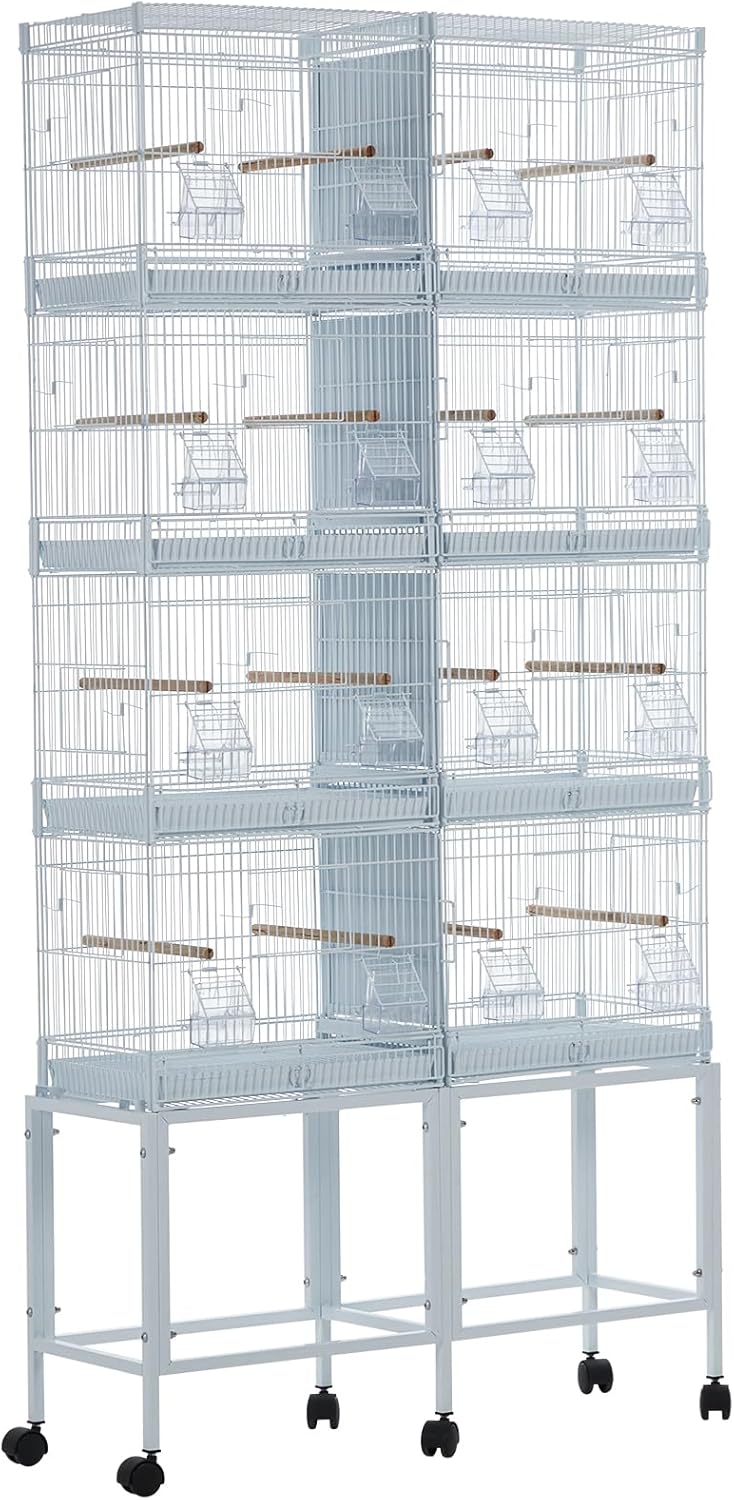 Lot-4 Breeding Bird Cage, Parrot Cage, Stackable Center Divided Breeder,Seperate Removable Tray