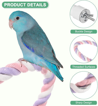 1-Pack Rope Perches for Bird Cages, 31.5 in Length Comfort Grip Flexible Rope Perch Beak & Paw