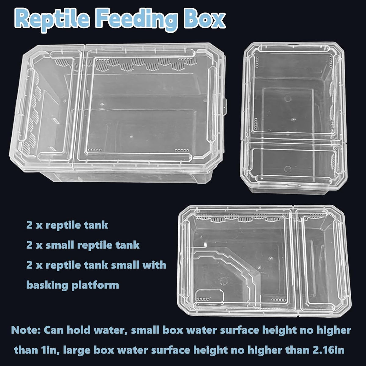 PINVNBY Reptile Feeding Box 6 PCS Snake Breeding Box Lizard Cricket Cage Habitat Hatching Container