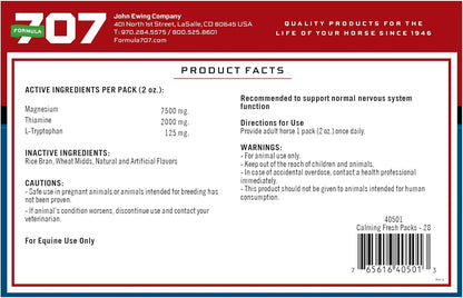 Formula 707 Calming Equine Supplement, Daily Fresh Packs – Anxiety Relief and Enhanced Focus for