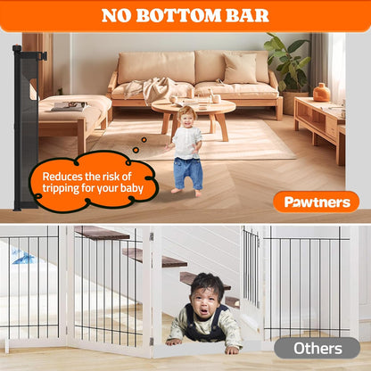 Extra Tall Retractable Baby Gates: 51" Tall Pet Gate, Extend up to 200" Wide, Mesh Baby Gate with