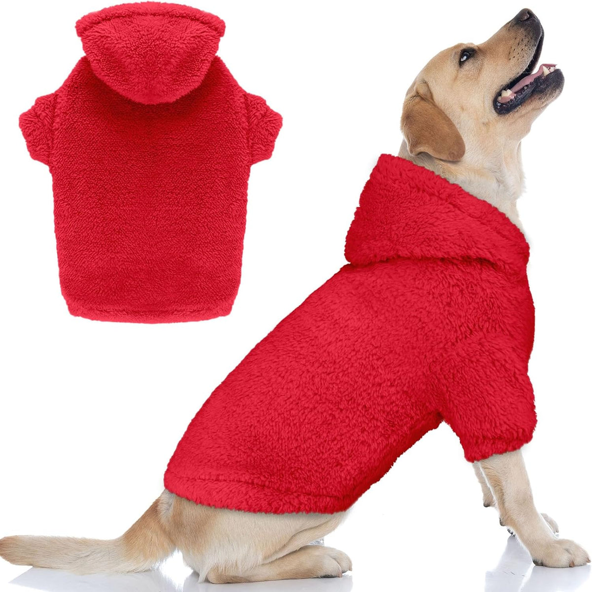 Fuzzy Dog Sweaters for Large Dogs Pet Hoodie Clothes Warm Soft Pet Coats Hooded Sweatshirt Dog