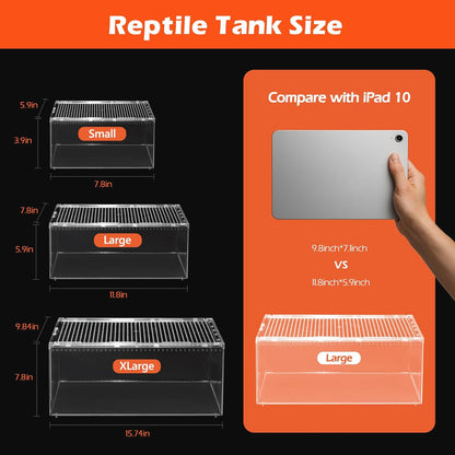 AZV Reptile Terrarium Tank,Versatile Enclosure for Leopard Crested Gecko,Lizard Cage,Spider Starter