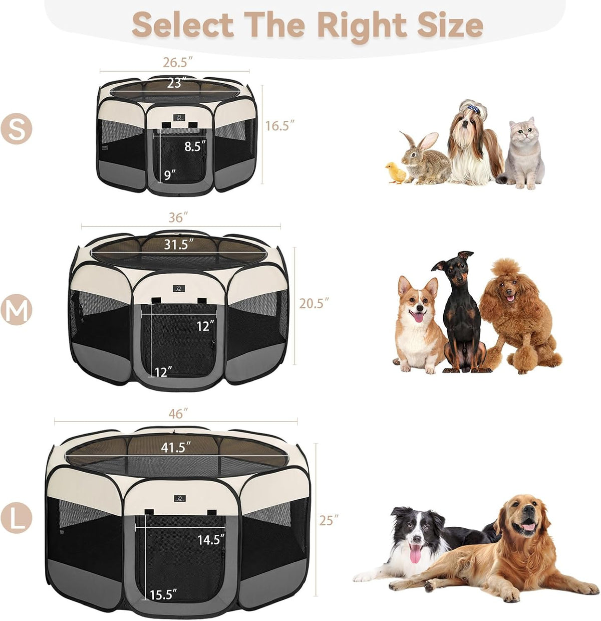 A4Pet Cat Playpen, 39.5” Pop Up Dog Playpen with Bowl, Suitable for Puppies, Kittens, and Small