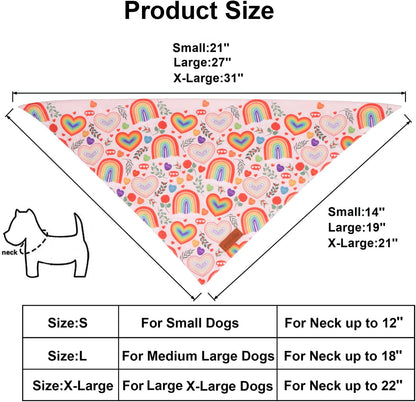 PTDECOR Rainbow Dog Bandanas Pride Day Dog Scarf Reversible Triangle LGBT+ Rainbow Bandanas for