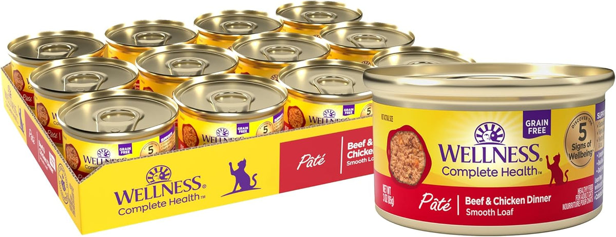 Wellness Complete Health Pate Adult Wet Cat Food, Natural, Protein-Rich, Grain Free, 3 Ounce, 24