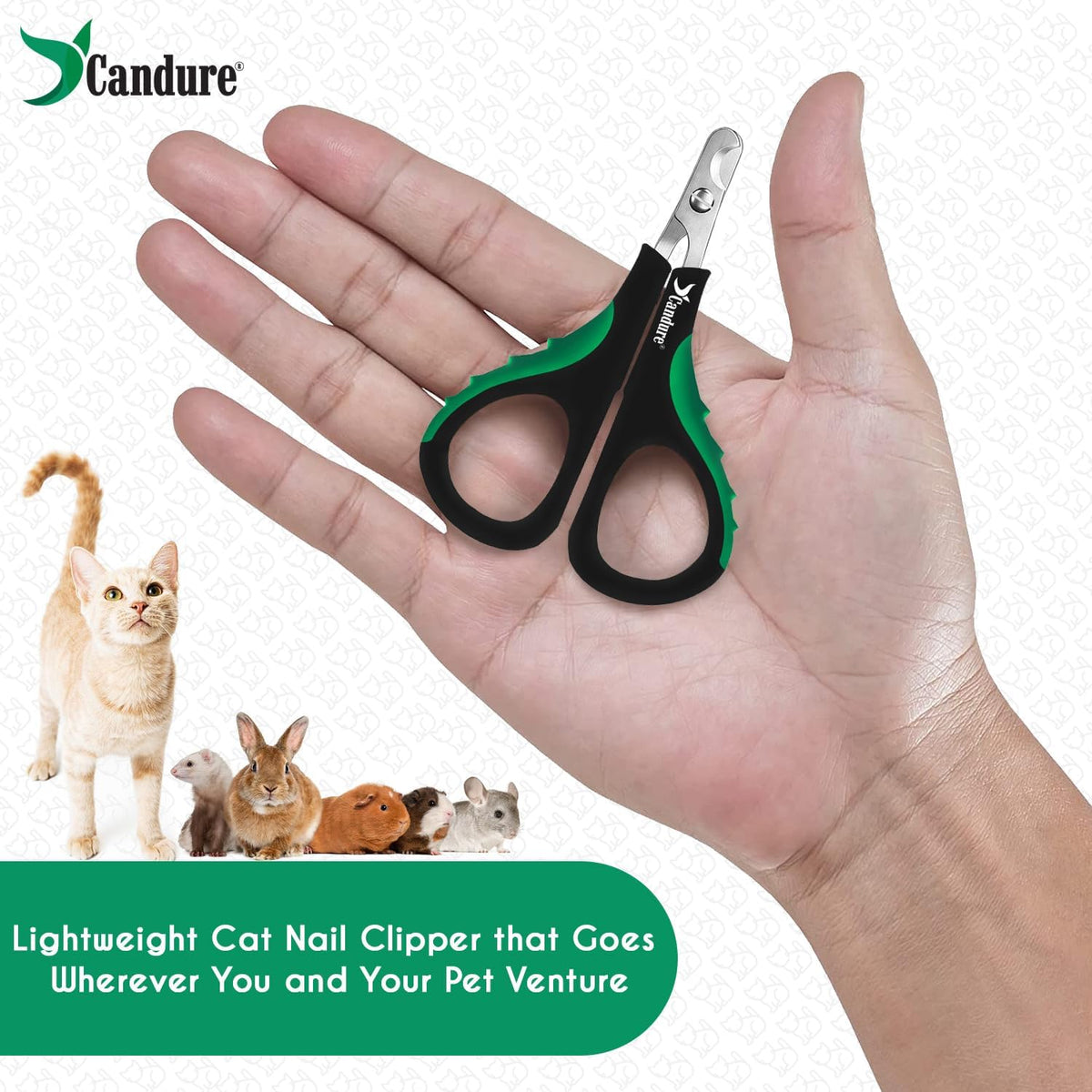 Candure Cat Nail Clippers for Cats, Rabbits, Hamsters, Birds - Stainless Steel Trimmer with Precise