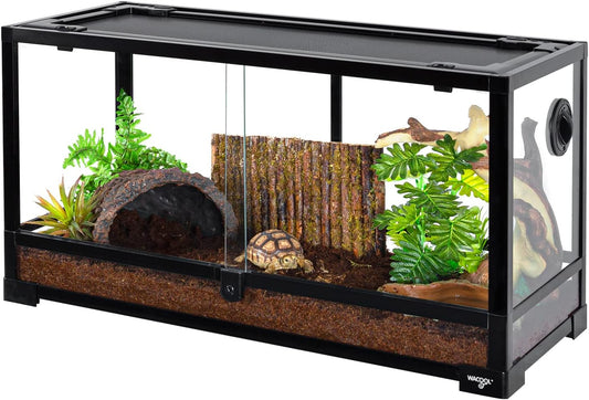 Large Reptile Tank 25 Gallon, 360°Full Vision Glass Reptile Terrarium with Top Mesh Lid for Beaded