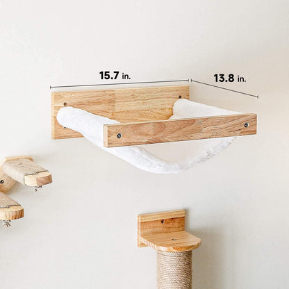 FUKUMARU Cat Hammock Wall Mounted, Kitty Beds and Perches, Wooden Cats Furniture, Stable Wall