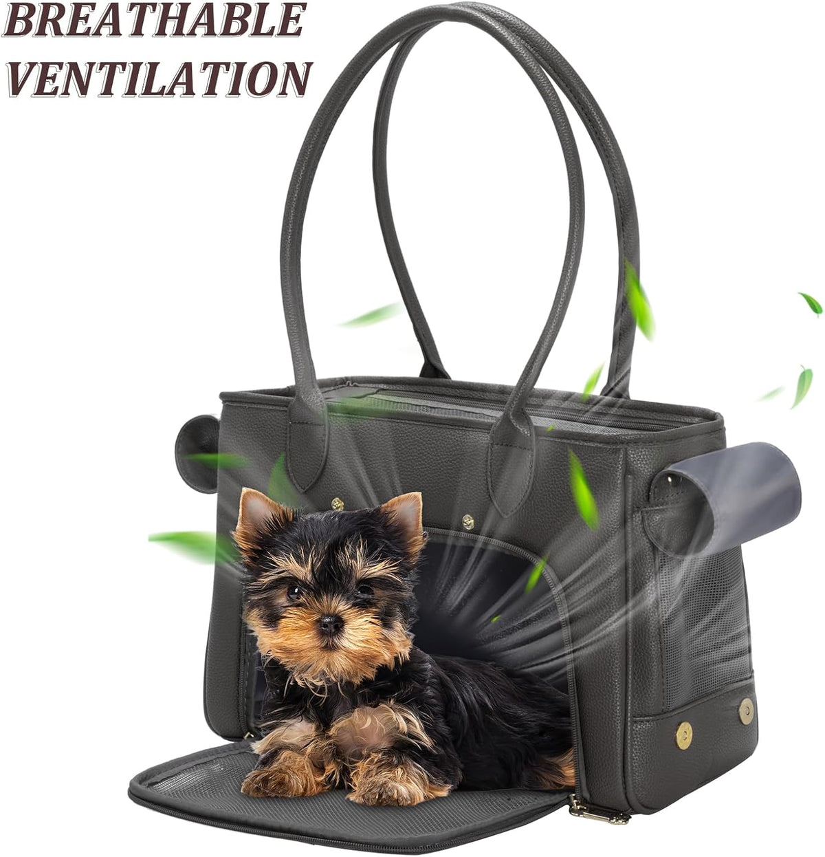 Minsong Fashion Pet Carrier Purse for Small Cat and Dog, Luxury Pu Soft-Sided Tote Bag with Large