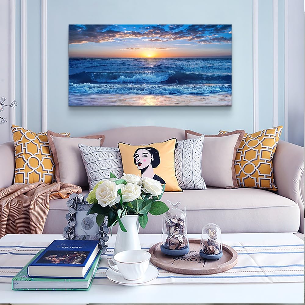 Lapremoly Large Wall Art For Living Room Canvas Wall Decor For Office Bedroom Wall Decorations Blue