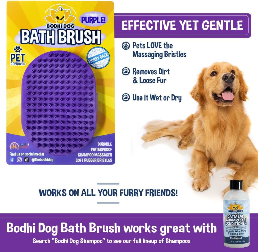 Bodhi Dog Shampoo Brush - Pet Grooming & Bath Supplies for Dogs and Cats - Bath Brush for Long &
