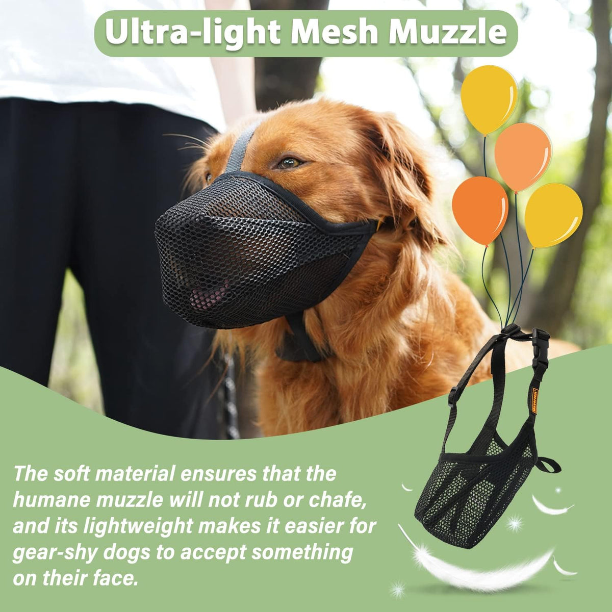 Mayerzon Dog Muzzle, Patented Soft Mesh Muzzle for Small Medium Large Dogs for Scavenging Biting