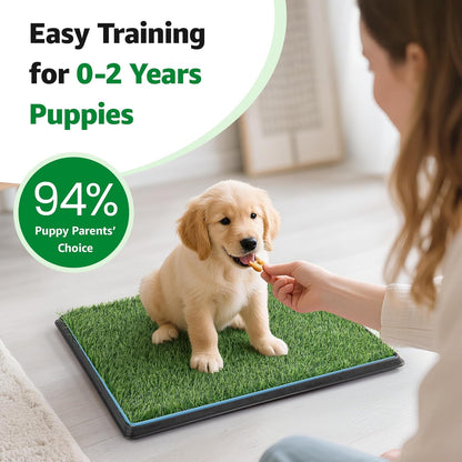 Dog Grass Pad with Tray,35.5” x 23.6” Indoor Dog Potty System 2 Pics Replacement Artificial Grass
