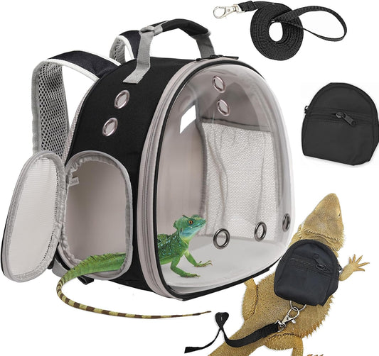 Desert Iguana Backpack Carrier,Bearded Dragon Portable Backpack Carrier with Small Backpack Harness
