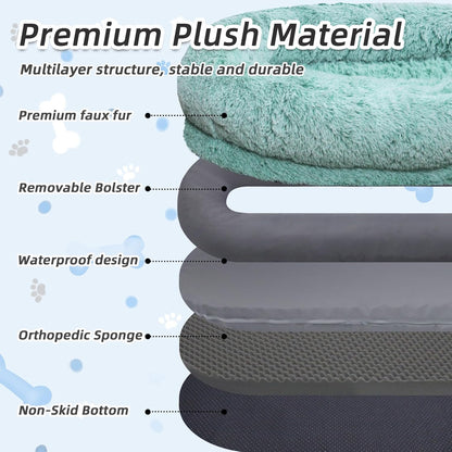 Human Dog Bed, 71''x45''x12'' Size Fits You and Pets, Washable Faux Fur Pet Bed for People Doze
