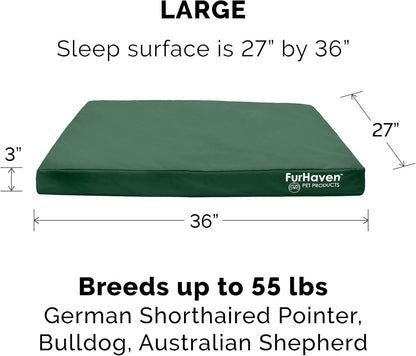 Furhaven Water-Resistant Cooling Gel Dog Bed for Large/Medium Dogs w/ Removable Washable Cover, For