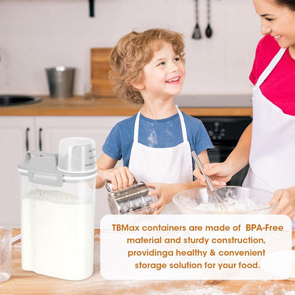 TBMax Rice Storage container 4 Lbs, Small Rice Dispenser with Measuring Cup, Grey Cereal Containers