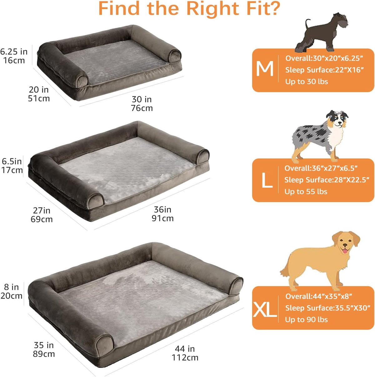 Amazon Basics Dog Bed with Cooling Gel Memory Foam, Pressure-Relief Support for Dogs up to 90lbs