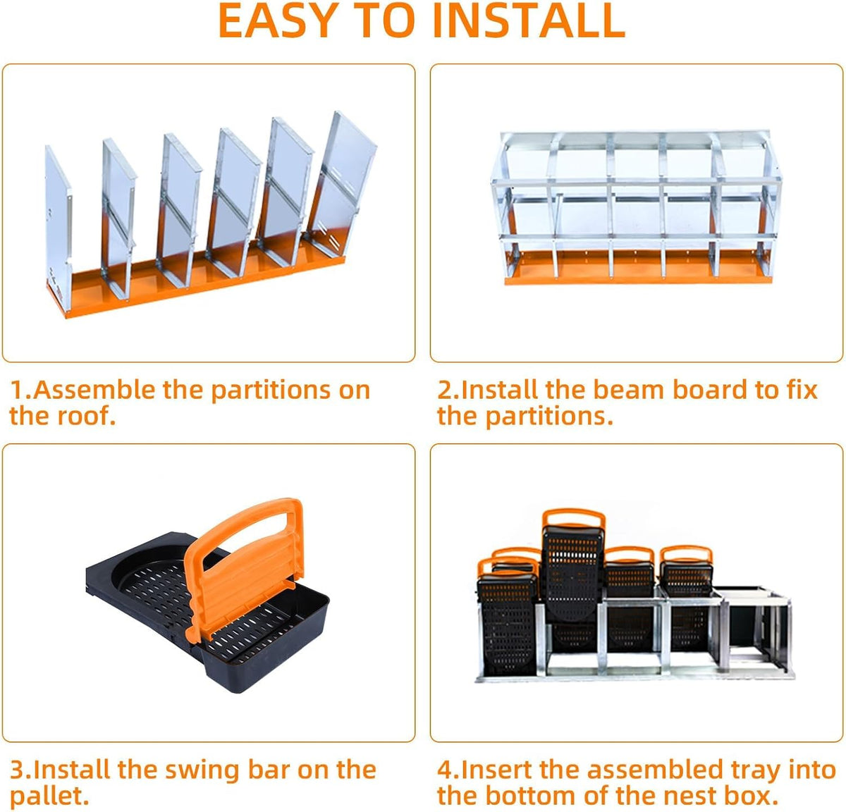 Chicken Nesting Boxes, 10 Hole Metal Chicken Laying Box with with Removable Trays and Roll Out Egg