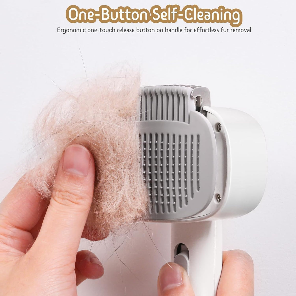 Self Cleaning Slicker Brush, 2-in-1 Cat Brush for Shedding, Skin Friendly Grooming Tool for Long &