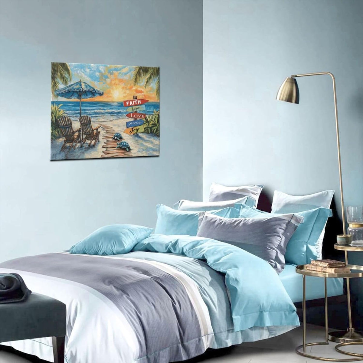 Beach Ocean Bathroom Pictures Wall Art, Seaside Coastal Bathroom Wall Decor, Sunrise Framed