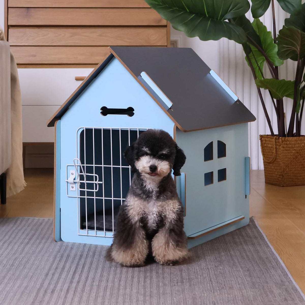 Dog House Indoor for Small Dogs or Cats, Cozy Wooden Design, Small Indoor Bed House, with Air Vents