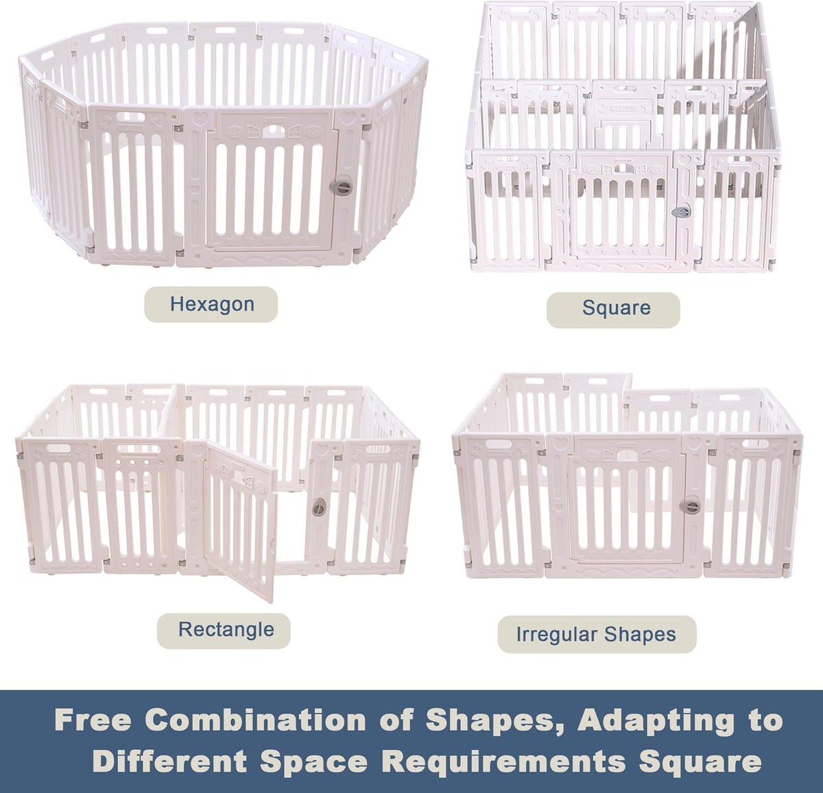 2 Room Dog Playpen with Door,DIY Shape Combination Puppy Pen,16-Panel+2 Link Piece+Large Door+Small