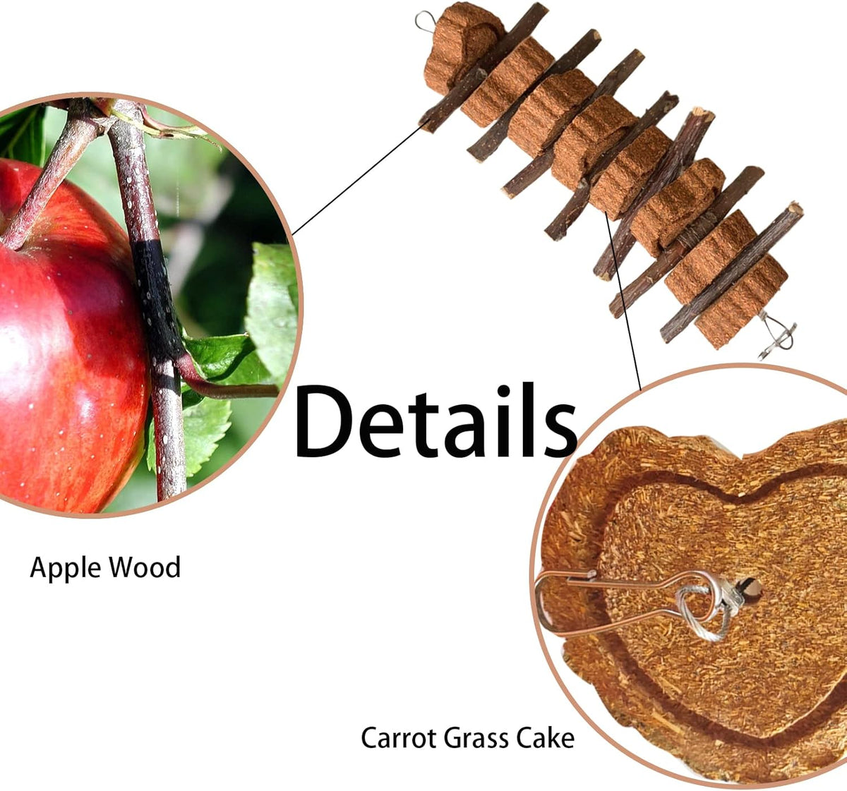 Bunny Carrot Cake Chew Toys,Rabbit Teeth Grinding Hanging Chinchillas Molar Toy Improve Dental