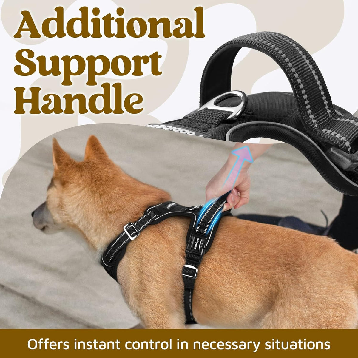 rabbitgoo Dog Harness for Large Dogs, No Pull Pet Vest with 3 Buckles, Adjustable Soft Padded Pet
