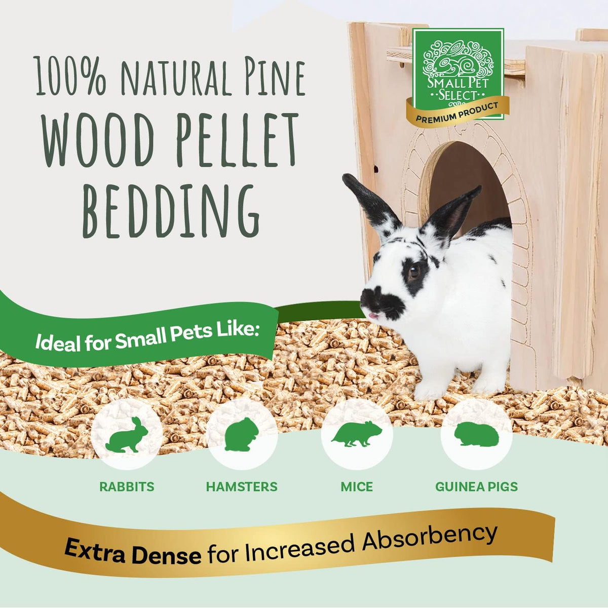 Small Pet Select Pine Pellet Bedding 8lb, Litter Pellets for Rabbit, Guinea Pig, Hamster, Bunny and