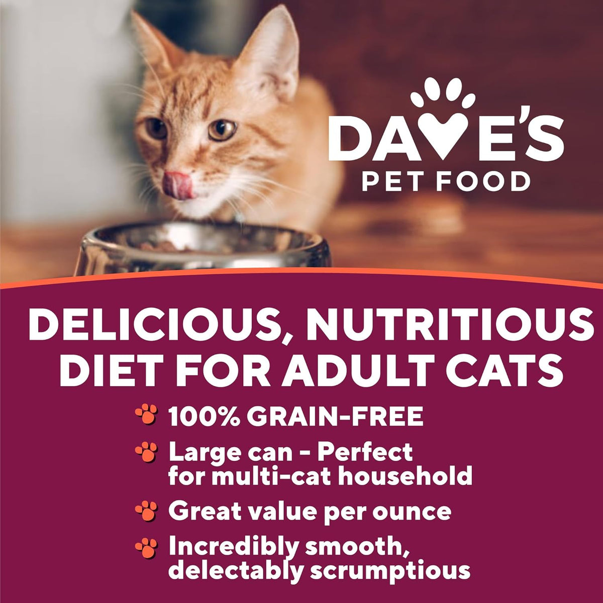 Dave's Pet Food Grain Free Wet Cat Food (Tuna & Chicken Dinner in Gravy), Naturally Healthy Canned