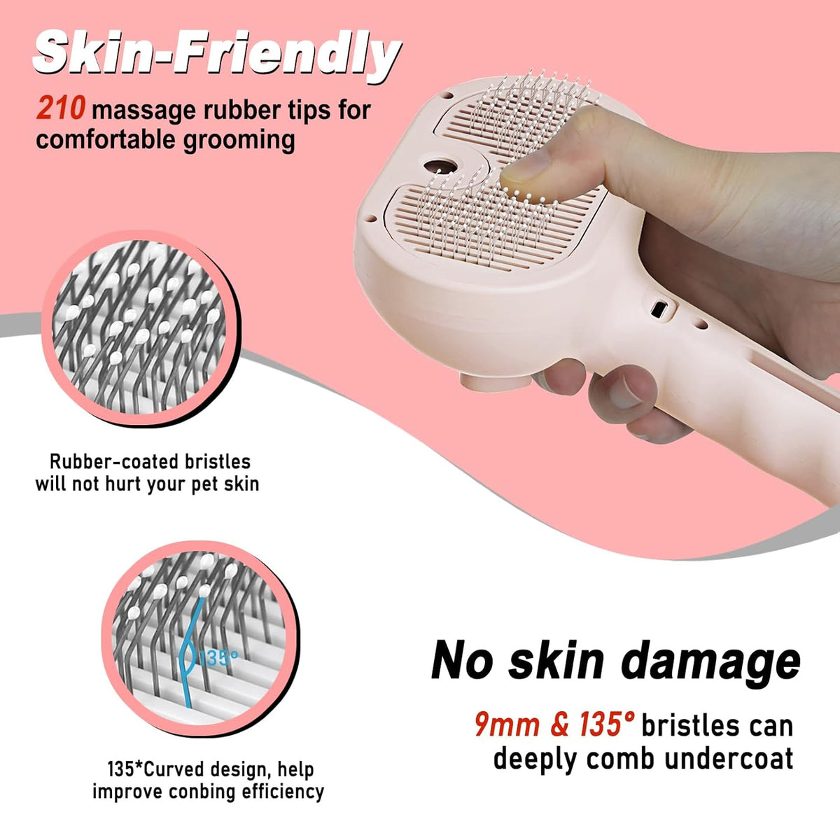 Dog Steam Brush 3 in 1 Cat Brush with Steam and Release Button Grooming Tool for Indoor Pets Dogs
