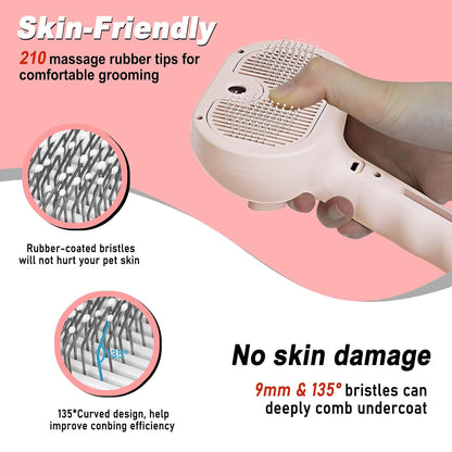 Dog Steam Brush 3 in 1 Cat Brush with Steam and Release Button Grooming Tool for Indoor Pets Dogs