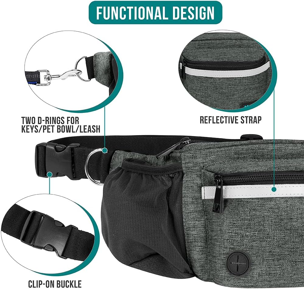 PetAmi Dog Fanny Pack, Treat Pouch for Dog Walking, Training, Built in Poop Bag Dispenser, Water