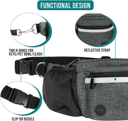 PetAmi Dog Fanny Pack, Treat Pouch for Dog Walking, Training, Built in Poop Bag Dispenser, Water
