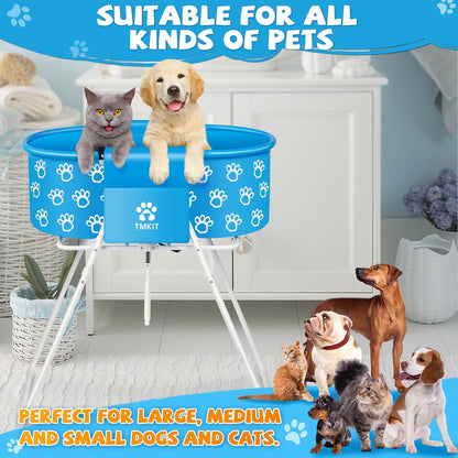 Dog Bathtub, Elevated Dog Bath Tub for Pet Bathing Shower and Grooming. Portable, Foldable with