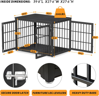 42 Inch Heavy Duty Dog Crate Furniture for Large and Medium Dogs, Decorative Pet House End Table