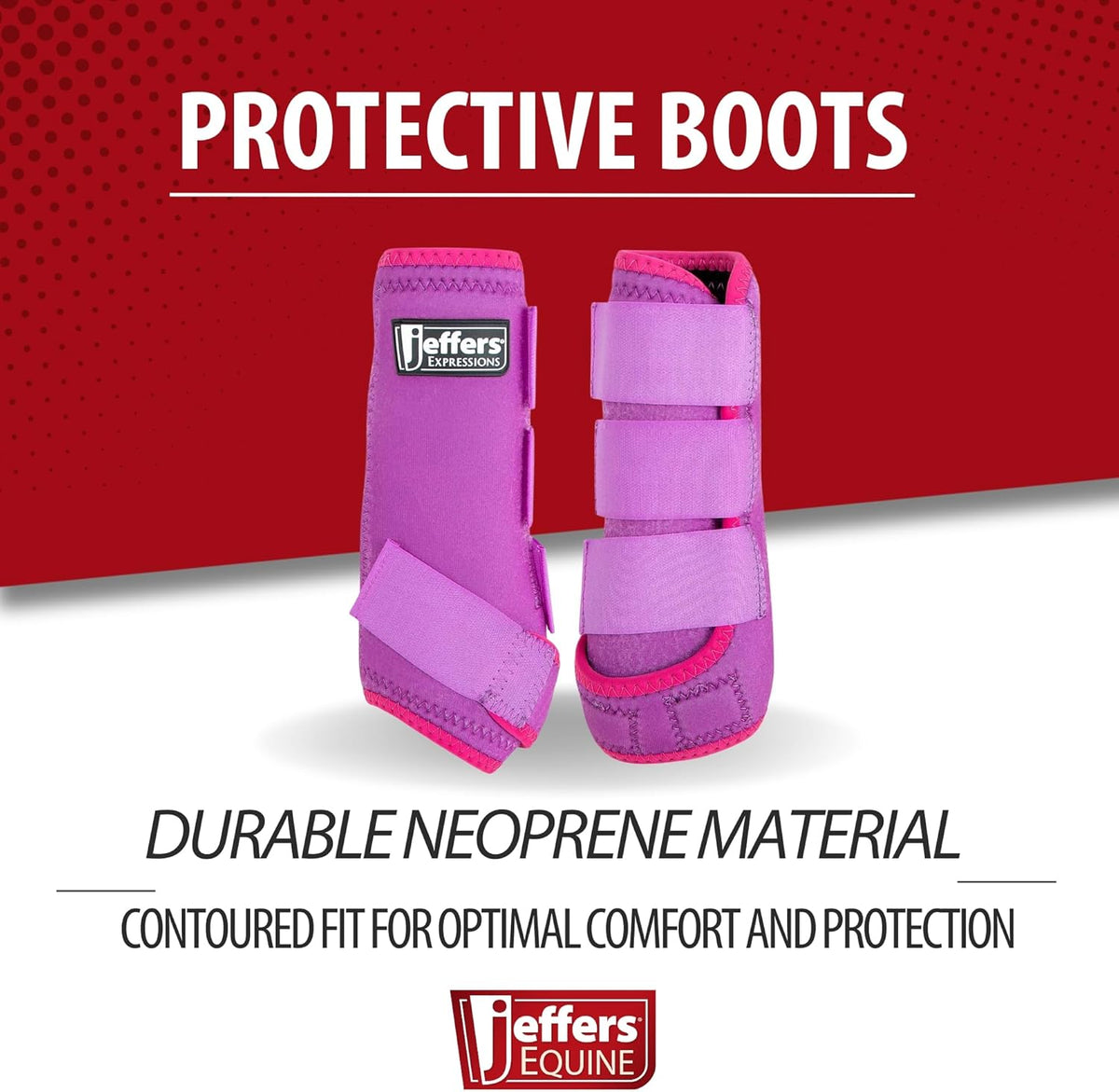 Jeffers Expression Neon Horse Boots 1 Pair - Purple & Pink, Breathable Neoprene, Secure Strap