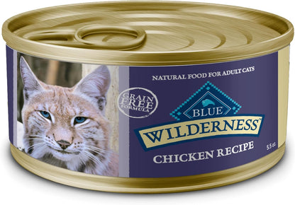 Blue Buffalo Wilderness Natural Wet Cat Food Paté, High-Protein & Grain-Free Recipe, Chicken