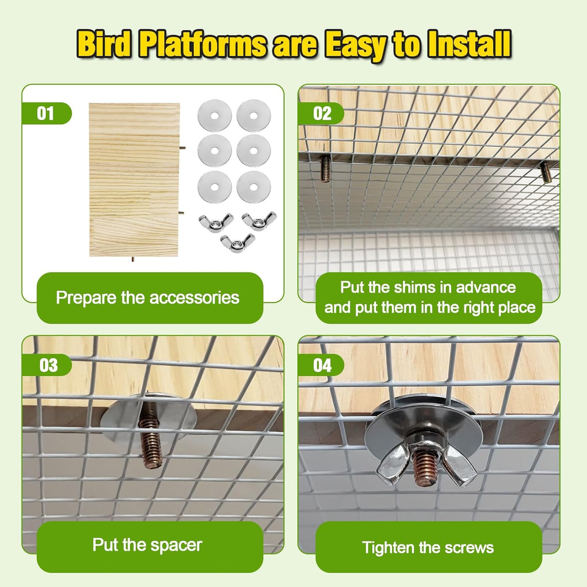 2PCS 13.8x7.9 inches Large Bird Perch Stand Wooden Parakeet Stand Platform Parrot Cage Accessories