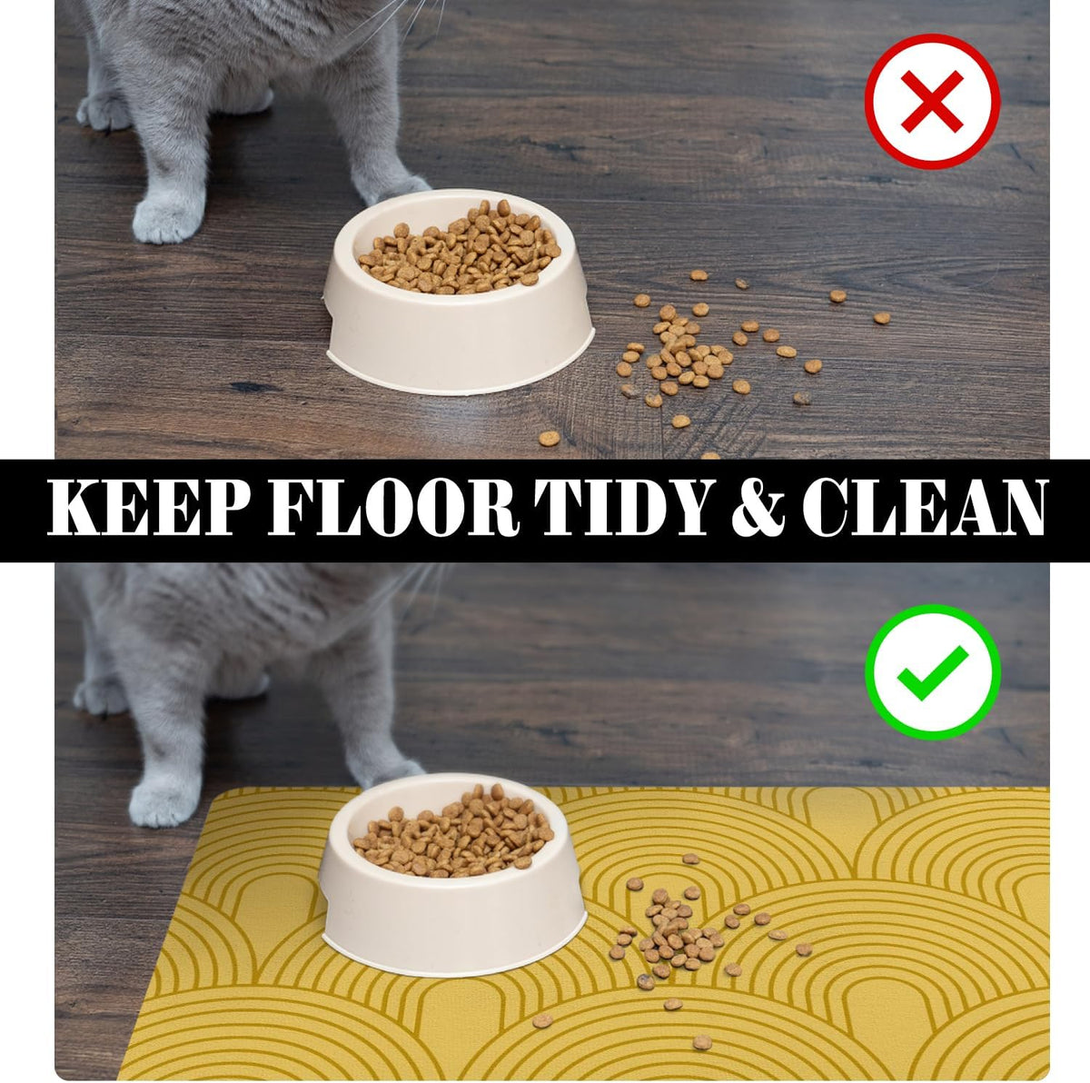 Dog Food Mats for Floors Absorbent, Pet Cat Food Mat - Quick Dry Dog Bowl Mats for Food and Water