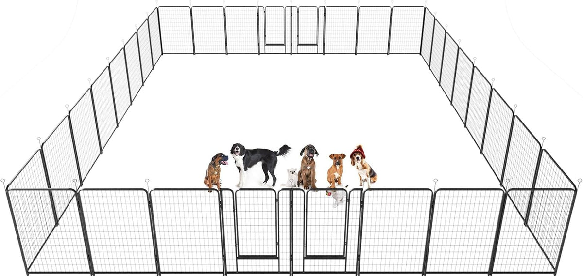 Dog Playpen Outdoor Extra Wide 32 Panels Heavy Duty Dog Fence 50" Height Anti-Rust with Doors