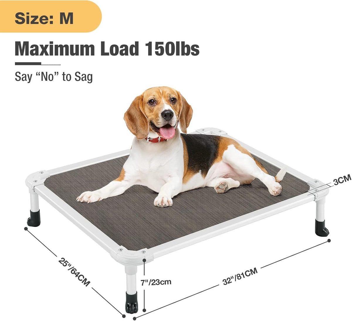 Veehoo Chew Proof Elevated Dog Bed - Cooling Raised Pet Cot - Silver Aluminum Frame and Durable