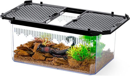 High-Transparency Reptile & Insect Enclosure Terrarium with Magnetic Door, Excellent Ventilation
