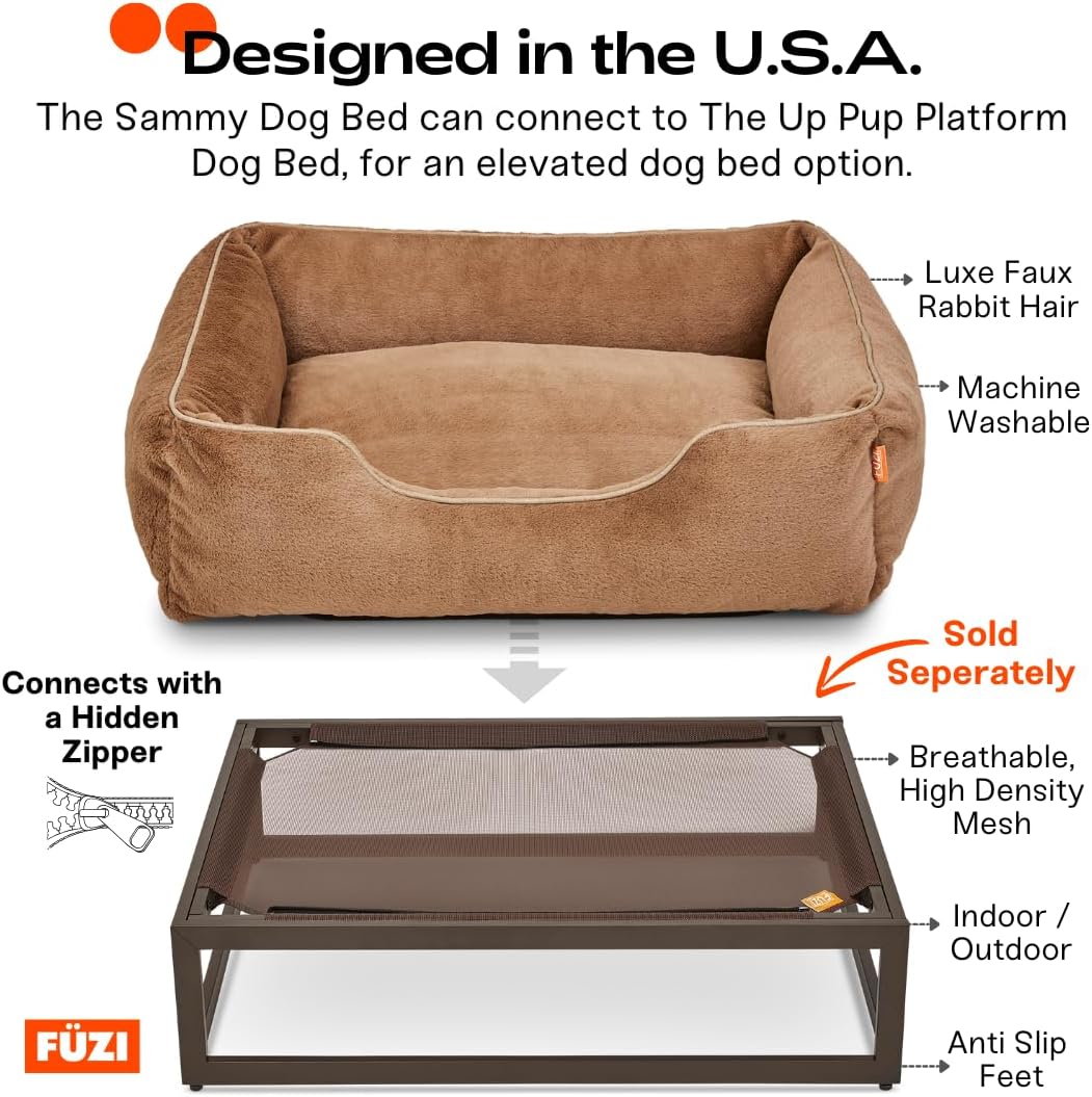 FUZI Luxury Aesthetic Dog Bed for Large Dogs with Washable Cover, Pet Couch, Pet Bed with Sides